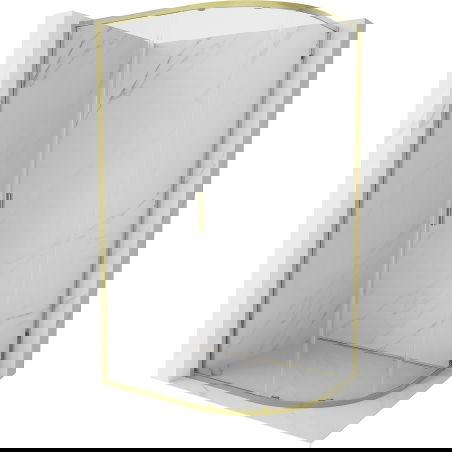 Mexen Exo asimetriška stumdoma puslankinė dušo kabina 120 x 80 cm, permatoma, auksinė - 8131-120-080-50-00