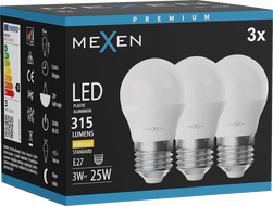 Mexen Nova 3x LED lemputė E27, G45, 3W, Šilta - 3000K, 315 lm - L101-E27-0330-01x03