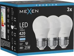Mexen Nova 3x LED lemputė E27, G45, 4W, Šalta - 6500K, 420 lm - L101-E27-0465-01x03