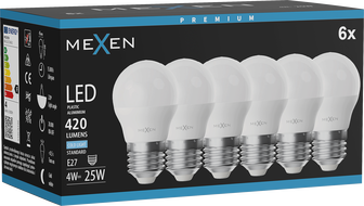 Mexen Nova 6x LED lemputė E27, G45, 4W, Šalta - 6500K, 420 lm - L101-E27-0465-01x06