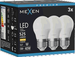 Mexen Nova 3x LED lemputė E27, G45, 5W, Šilta - 3000K, 525 lm - L101-E27-0530-01x03