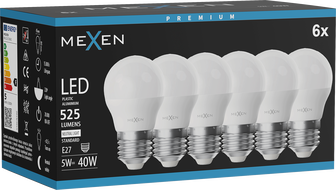 Mexen Nova 6x LED lemputė E27, G45, 5W, Neutrali - 4000K, 525 lm - L101-E27-0540-01x06