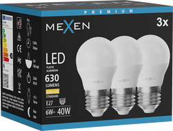 Mexen Nova 3x LED lemputė E27, G45, 6W, Šilta - 3000K, 630 lm - L101-E27-0630-01x03