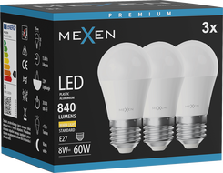 Mexen Nova 3x LED lemputė E27, G45, 8W, Šilta - 3000K, 840 lm - L101-E27-0830-01x03