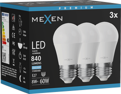 Mexen Nova 3x LED Lemputė E27, G45, 8W, Šalta - 6500K, 840 lm - L101-E27-0865-01x03