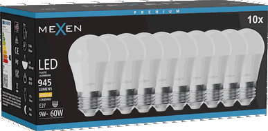 Mexen Nova 10x LED lemputė E27, G45, 9W, Šilta - 3000K, 945 lm - L101-E27-0930-01x10