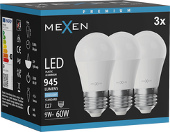 Mexen Nova 3x LED lemputė E27, G45, 9W, Šalta - 6500K, 945 lm - L101-E27-0965-01x03