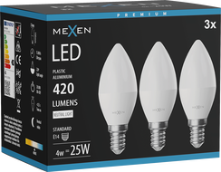 Mexen Nova 3x LED lemputė E14, C37, 4W, Neutralus - 4000K, 420 lm - L102-E14-0440-01x03