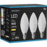 Mexen Nova 3x LED lemputė E14, C37, 9W, Šilta - 3000K, 945 lm - L102-E14-0930-01x03