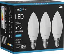 Mexen Nova 3x LED lemputė E14, C37, 9W, Šalta - 6500K, 945 lm - L102-E14-0965-01x03