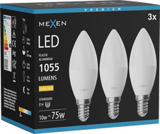 Mexen Nova 3x LED lemputė E14, C37, 10W, Šilta - 3000K, 1055 lm - L102-E14-1030-01x03