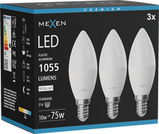 Mexen Nova 3x LED lemputė E14, C37, 10W, Neutralus - 4000K, 1055 lm - L102-E14-1040-01x03