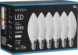 Mexen Nova 6x LED lemputė E14, C37, 10W, Neutrali - 4000K, 1055 lm - L102-E14-1040-01x06