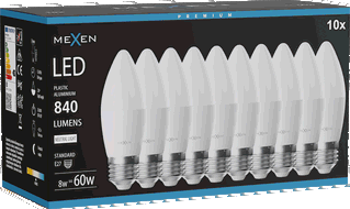 Mexen Nova 10x LED lemputė E27, C37, 8W, Neutralus - 4000K, 840 lm - L102-E27-0840-01x10