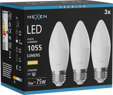 Mexen Nova 3x LED lemputė E27, C37, 10W, Šilta - 3000K, 1055 lm - L102-E27-1030-01x03