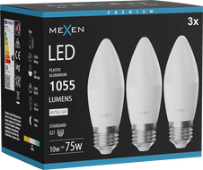 Mexen Nova 3x LED lemputė E27, C37, 10W, Neutrali - 4000K, 1055 lm - L102-E27-1040-01x03