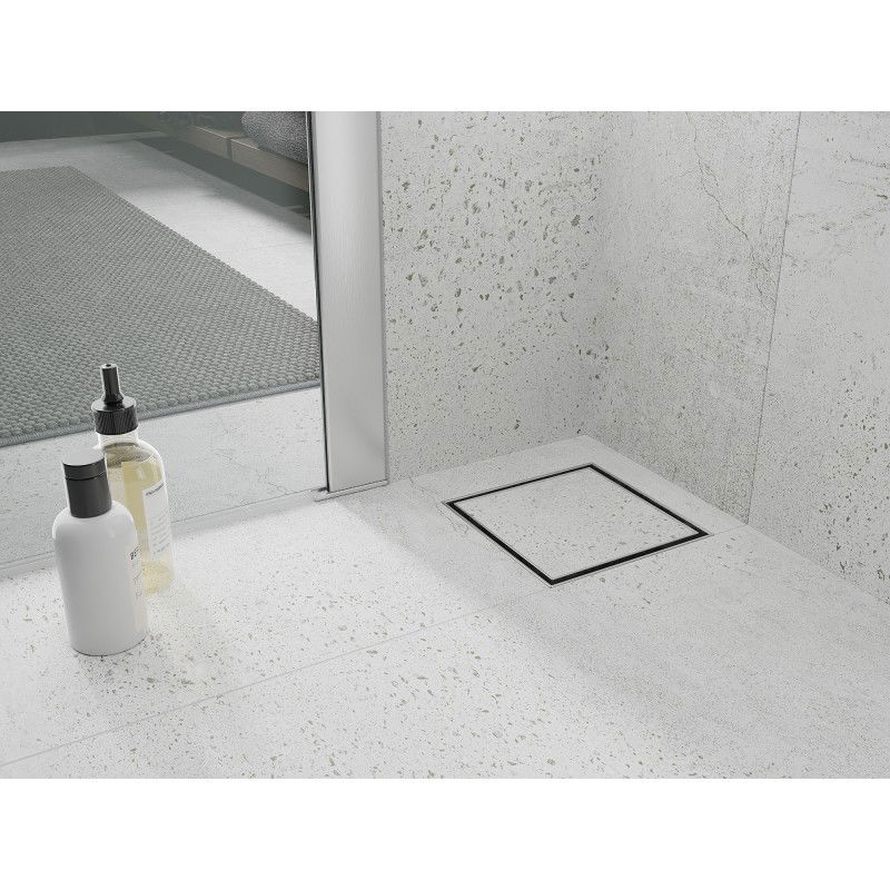 Mexen Flat-Q M13 grindų trapas kvadratinis 12 x 12 cm, nerūdijantis plienas - 1010012