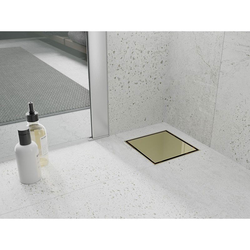 Mexen Flat-Q M13 grindų nutekėjimas kvadratinis 15 x 15 cm, auksinis - 1510015