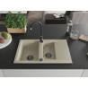 Mexen Gaspar 1,5-sekcijų granito kriauklė su nuotaku 737 x 475 mm, smėlio spalvos, juodas sifonas - 6507731505-69-B