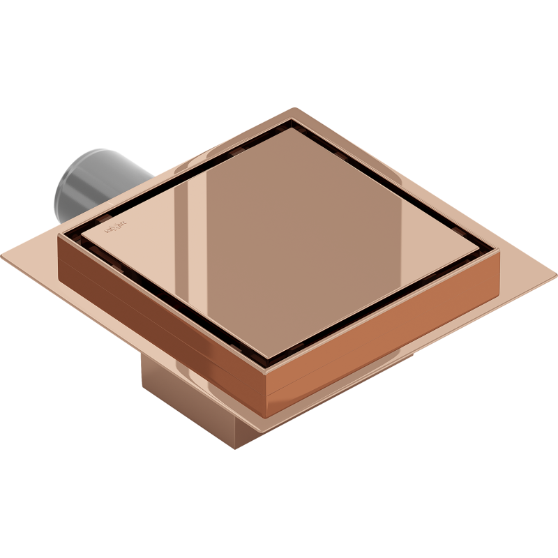 Mexen Flat-Q M13 kvadratinis grindų latakas 12 x 12 cm, rožinis auksas - 1610012