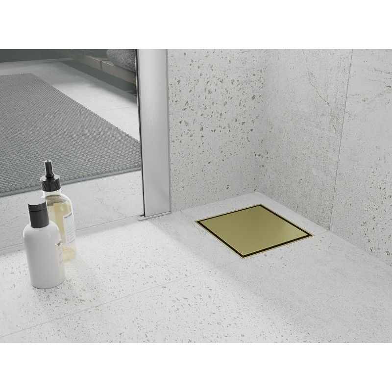 Mexen Flat-Q M13 kvadratinis grindų drenažas 12 x 12 cm, šlifuotas auksas - 1A10012