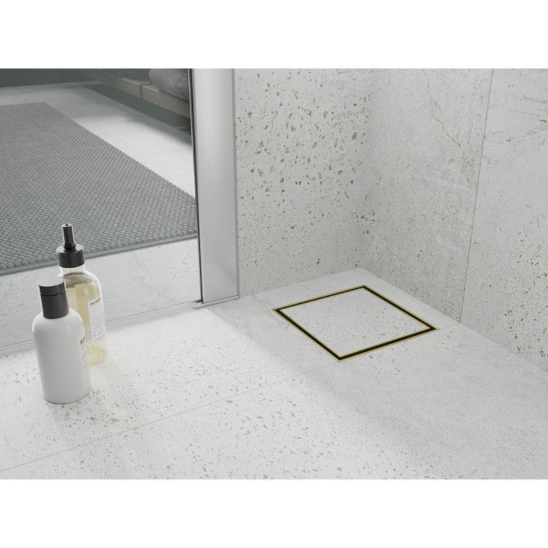 Mexen Flat-Q M13 grindų drenažas kvadratinis 15 x 15 cm, auksinė šlifuota - 1A10015