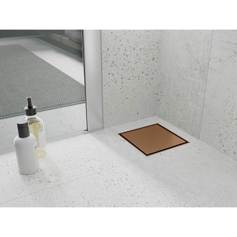 Mexen Flat-Q M13 grindinis kanalizacijos kvadratas 12 x 12 cm, šepečiu valyta varis - 1C10012