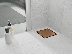 Mexen Flat-Q M13 kvadratinis grindų latakas 15 x 15 cm, šepečiu valytas varis - 1C10015