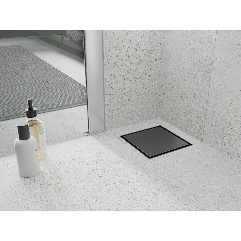 Mexen Flat-Q M13 grindų įleidžiamas kvadratinis 15 x 15 cm, šlifuotas pistoletų pilka - 1E10015