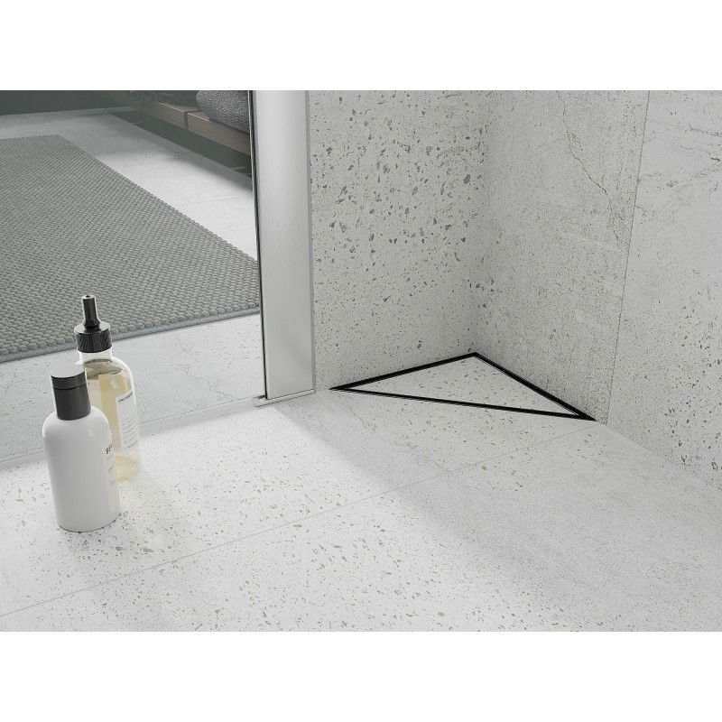 Mexen Flat-T M13 trikampis grindų nutekamasis 20 x 20 cm, juodas - 1710320