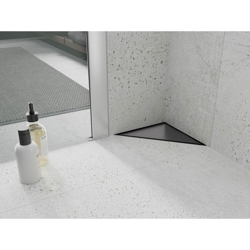 Mexen Flat-T M13 trikampis grindų nutekamasis 20 x 20 cm, juodas - 1710320