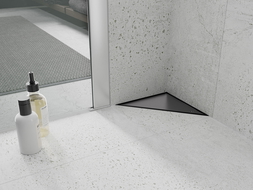 Mexen Flat-T M13 trikampis grindų nutekamasis 20 x 20 cm, juodas - 1710320