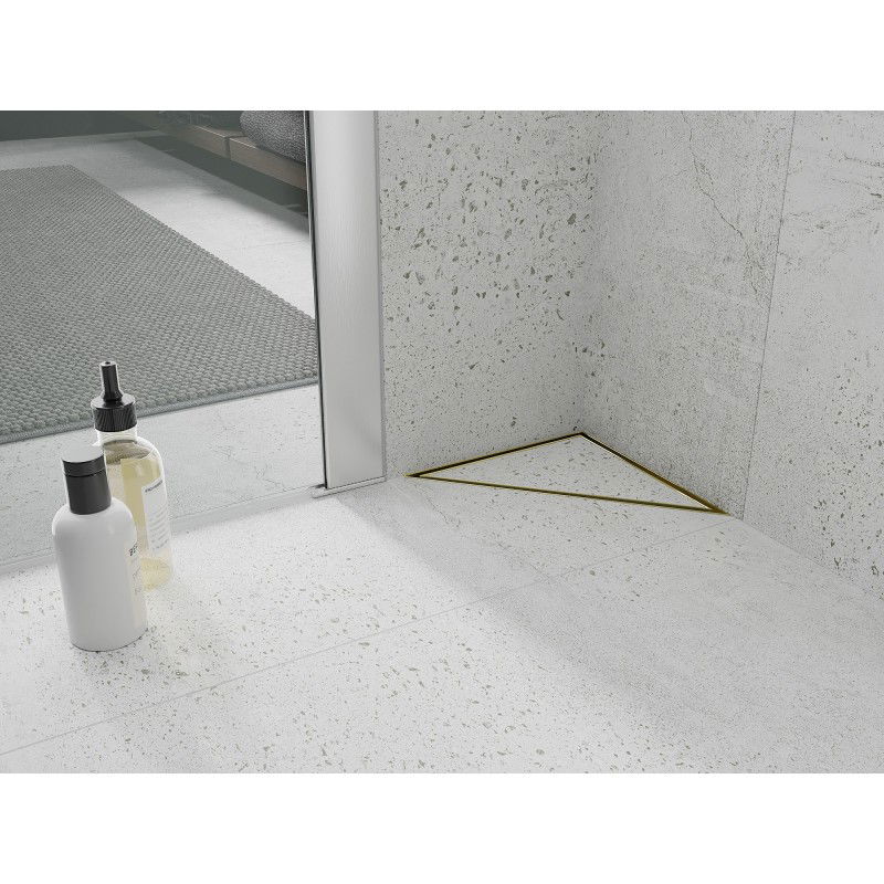 Mexen Flat-T M13 trikampis grindų įleidžiamas 20 x 20 cm, auksinis šlifuotas - 1A10320