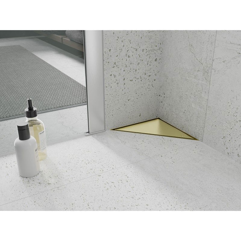 Mexen Flat-T M13 trikampis grindų įleidžiamas 20 x 20 cm, auksinis šlifuotas - 1A10320