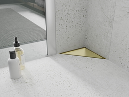 Mexen Flat-T M13 trikampis grindų įleidžiamas 20 x 20 cm, auksinis šlifuotas - 1A10320