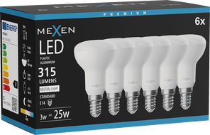 Mexen Nova 6x LED lemputė E14, R50, 3W, Neutralus - 4000K, 315 lm - L103-E14-0340-01x06