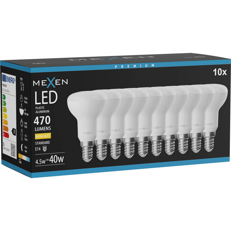 Mexen Nova 10x LED lemputė E14, R50, 4,5W, Šilta - 3000K, 470 lm - L103-E14-0530-01x10