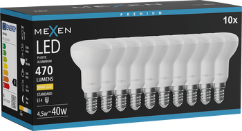 Mexen Nova 10x LED lemputė E14, R50, 4,5W, Šilta - 3000K, 470 lm - L103-E14-0530-01x10