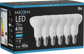 Mexen Nova 6x LED lemputė E14, R50, 4,5W, Šalta - 6500K, 470 lm - L103-E14-0565-01x06