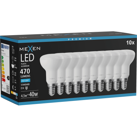 Mexen Nova 10x LED lemputė E14, R50, 4,5W, Šalta - 6500K, 470 lm - L103-E14-0565-01x10