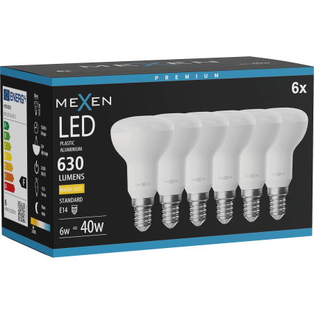 Mexen Nova 6x LED lemputė E14, R50, 6W, Šilta - 3000K, 630 lm - L103-E14-0630-01x06