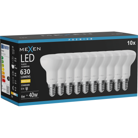 Mexen Nova 10x LED lemputė E14, R50, 6W, Šilta - 3000K, 630 lm - L103-E14-0630-01x10