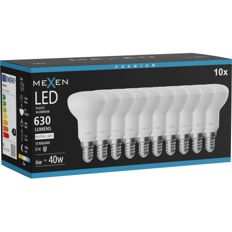 Mexen Nova 10x LED lemputė E14, R50, 6W, Neutrali - 4000K, 630 lm - L103-E14-0640-01x10