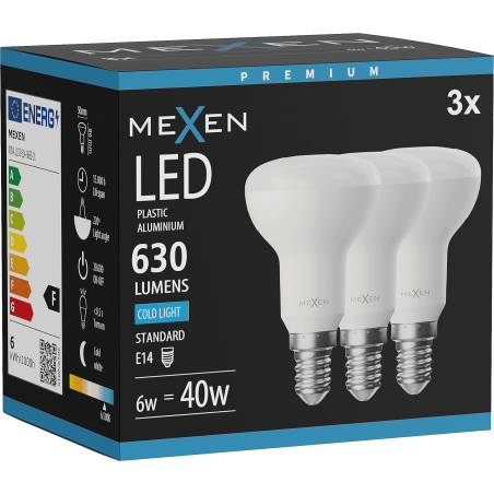 Mexen Nova 3x LED lemputė E14, R50, 6W, Šalta - 6500K, 630 lm - L103-E14-0665-01x03