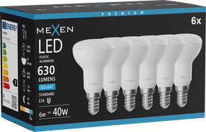 Mexen Nova 6x LED lemputė E14, R50, 6W, Šalta - 6500K, 630 lm - L103-E14-0665-01x06