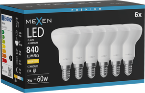 Mexen Nova 6x LED lemputė E14, R50, 8W, Šilta - 3000K, 840 lm - L103-E14-0830-01x06