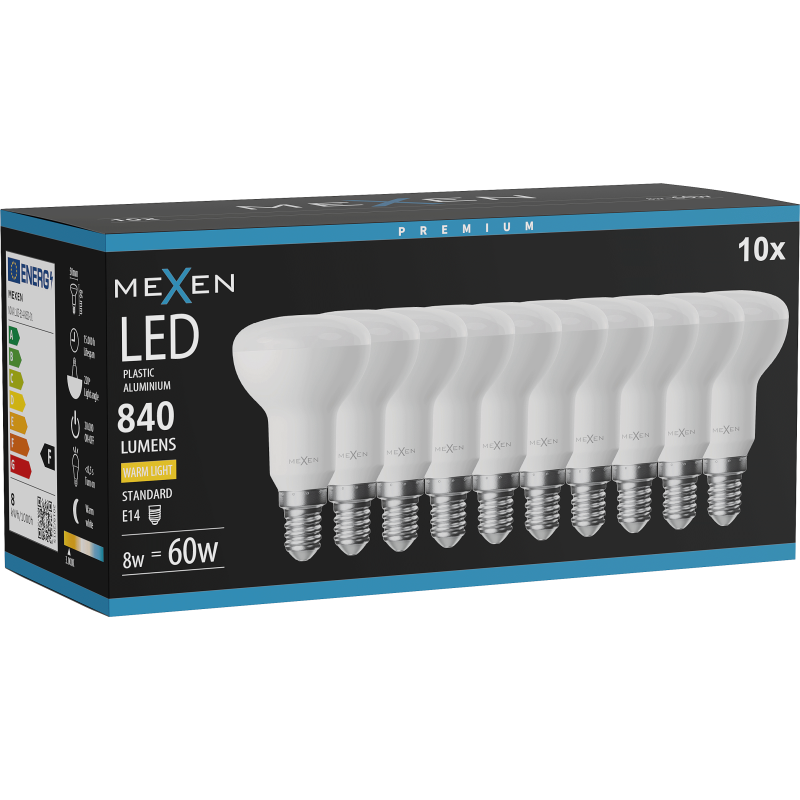Mexen Nova 10x LED lemputė E14, R50, 8W, Šilta - 3000K, 840 lm - L103-E14-0830-01x10