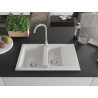 Mexen Gaspar Granitinė plautuvė 1,5 skylių su lašėjimo zona 737 x 475 mm, balta, sifonas chromas - 6507731505-20