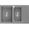 Mexen Gaspar granito kriauklė 1,5 skyrių su nutekamu plotu 737 x 475 mm, pilka, sifonas chromas - 6507731505-71
