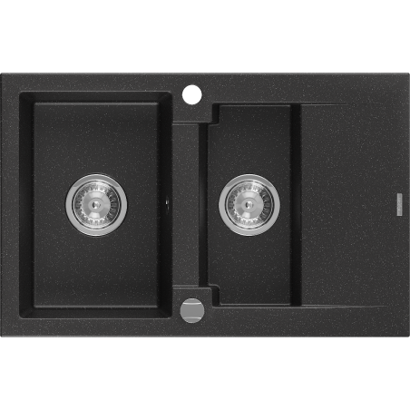 Mexen Gaspar grindinis plautuvas 1,5 skyrių su nusausintuvu 737 x 475 mm, juodas/sidabrinis metalikas, chromuotas sifonas